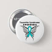 Tourette Syndrome Awareness Tattoo Butterfly Button (Vorne & Hinten)