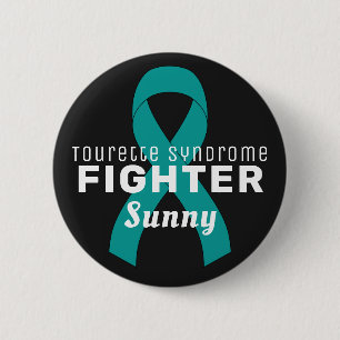 Tourette Syndrome Ribbon Black Button