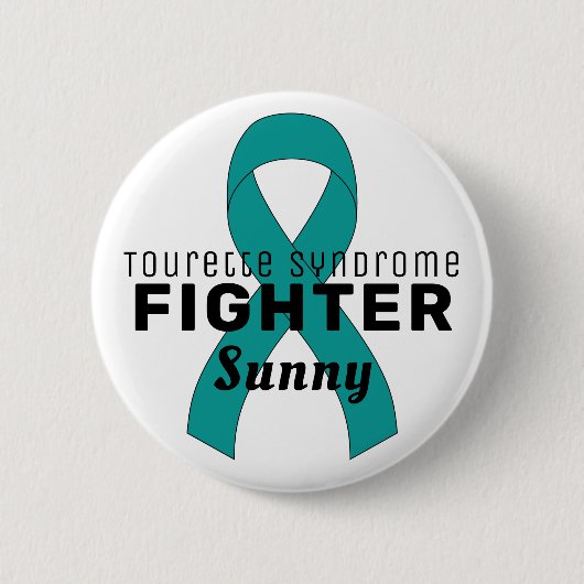 Tourette Syndrome Ribbon White Button (Vorderseite)
