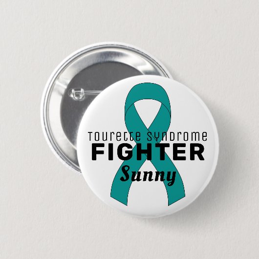 Tourette Syndrome Ribbon White Button (Vorne & Hinten)