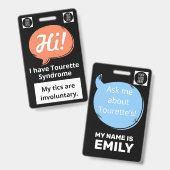 Tourette Syndrome Speech Bubble Volunteer Lanyard  Ausweis (Front & Back)