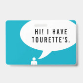 TOURETTE SYNDROME Sprachblase Ausweis (Vorderseite)