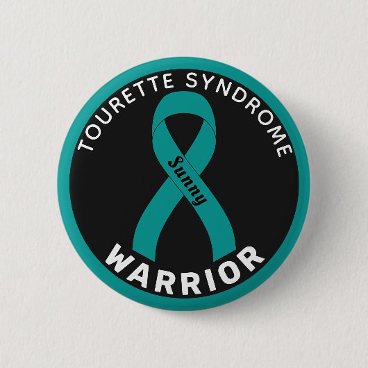 Tourette Syndrome Warrior Ribbon Black Button (Vorderseite)