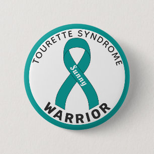Tourette Syndrome Warrior Ribbon White Button