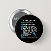 Tourettes bedeutet Aquamarines Ribbon Tourette Syn Button (Vorne & Hinten)