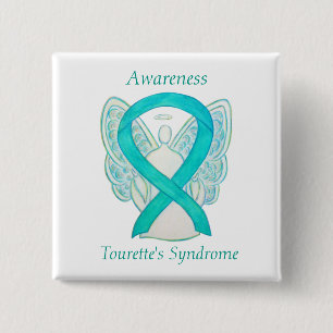 Tourettes Syndrome Awareness Ribbon Angel Button