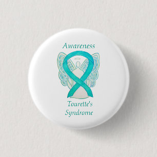 Tourettes Syndrome Awareness Ribbon Angel Button
