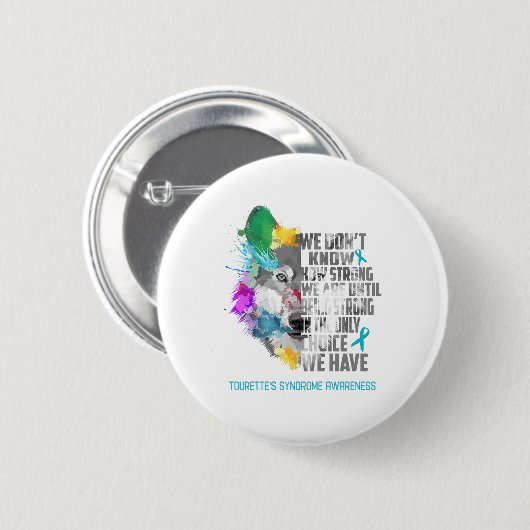 Tourette's Syndrome Awareness Ribbon Support Gesch Button (Vorne & Hinten)