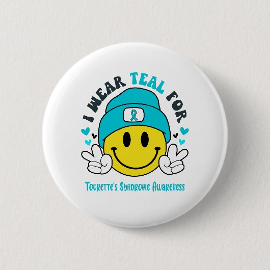 Tourette's Syndrome Awareness Ribbon Support Gesch Button (Vorderseite)