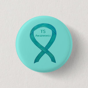 Tourette's (TS) Awareness Ribbon Aquamarines benut Button