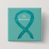 Tourette's (TS) Awareness Ribbon Aquamarines benut Button (Vorderseite)