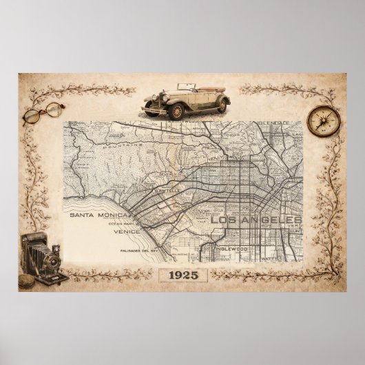 Tourist Road Map of the Westside of Los Angeles  Poster (Vorne)