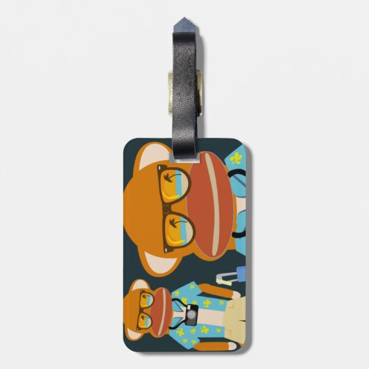 Tourist-Sockmonkey-Reise-Tag Gepäckanhänger (Rückseite vertikal)