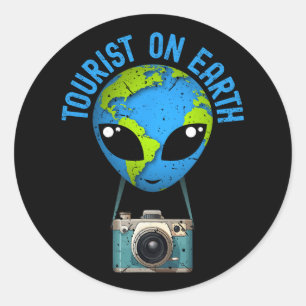 Tourist T. Tourist auf der Erde Alien Earth Day Fa Runder Aufkleber