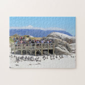 Touristen am Flussstein-Strand, der Pinguine Puzzle (Horizontal)