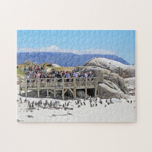 Touristen am Flussstein-Strand, der Pinguine Puzzle (Horizontal)