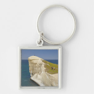 Touristen auf der Klippe am Tunnel Beach Schlüsselanhänger