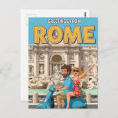 Touristen auf Vespa in Rom Italien Postkarte (Vorne/Hinten)