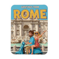Touristen auf Vespa in Rom Italien Postkarte