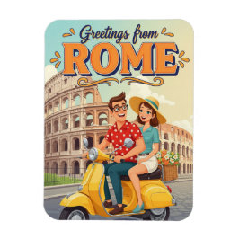 Touristen auf Vespa in Rom Italien Postkarte Magnet