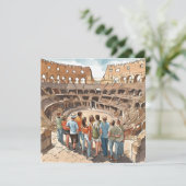 Touristen im Rom Kolosseum Feiertagskarte (Stehend Vorderseite)