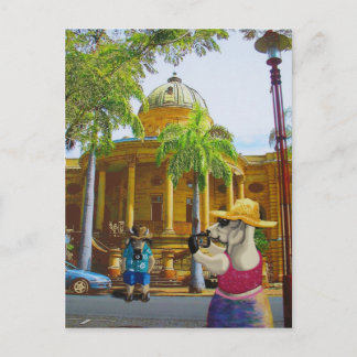 Touristen im Zollhaus Postkarte