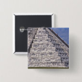 Touristen klettern Treppe von El Castillo, Stein Button (Vorne & Hinten)