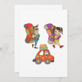 Touristen mit Rucksäcken für die Einladung (Vorne/Hinten)