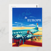 Touristen sind bereit nach Europa zu fliegen, Vint Postkarte (Vorne/Hinten)