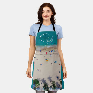 Touristen Sonnenbad Foto mit Monogramm Name Schürze