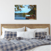 Touristenboote im Bled-See im Herbst Leinwanddruck (Insitu (Schlafzimmer))