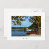 Touristenboote im Bled-See im Herbst Postkarte (Vorne/Hinten)