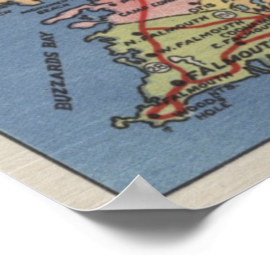 Touristenkarte Auto Cape Cod Poster (Ecke)