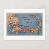 Touristenkarte Auto Cape Cod Postkarte (Vorderseite)