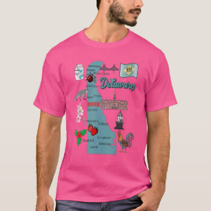 Touristenkarte Delaware Staat Major Cities Flag La T-Shirt