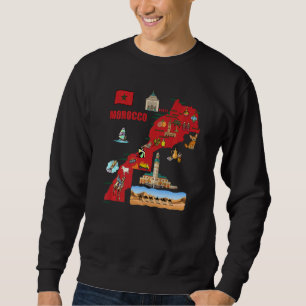 Touristenkarte von Marokko Hauptstädte Flaggen Sym Sweatshirt