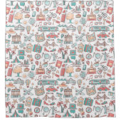 Touristisches Pastellmuster Duschvorhang (Vorderseite)