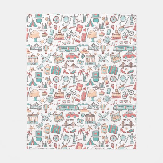 Touristisches Pastellmuster Fleecedecke (Vorderseite)