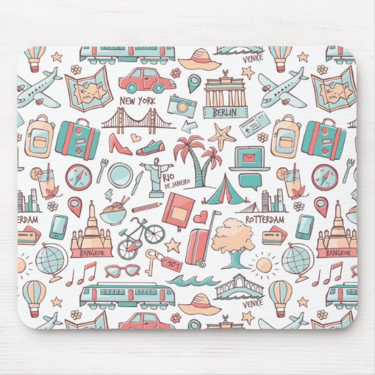 Touristisches Pastellmuster Mousepad (Vorne)