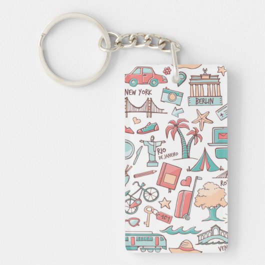 Touristisches Pastellmuster Schlüsselanhänger (Vorderseite)