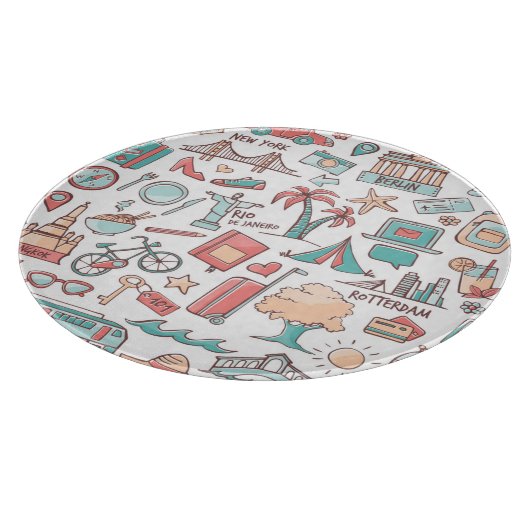 Touristisches Pastellmuster Schneidebrett (Ecke)