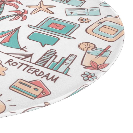 Touristisches Pastellmuster Schneidebrett (Ecke)