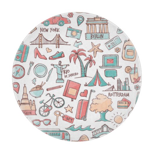 Touristisches Pastellmuster Schneidebrett (Vorderseite)