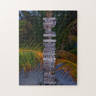 Touristisches Wegweisschild Belize. Puzzle