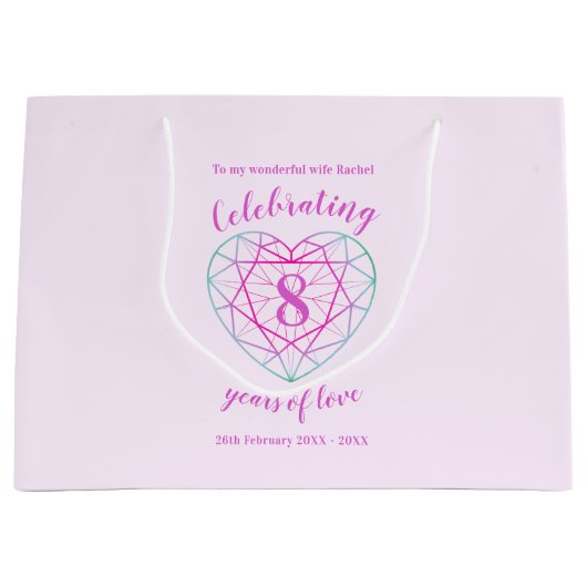 Tourmali Jubiläum 8 Jahre personalisiert Große Geschenktüte (Vorderseite)