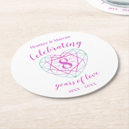 Tourmaline 8 Jahre Liebe Jubiläum Untersetzer (Angewinkelt)