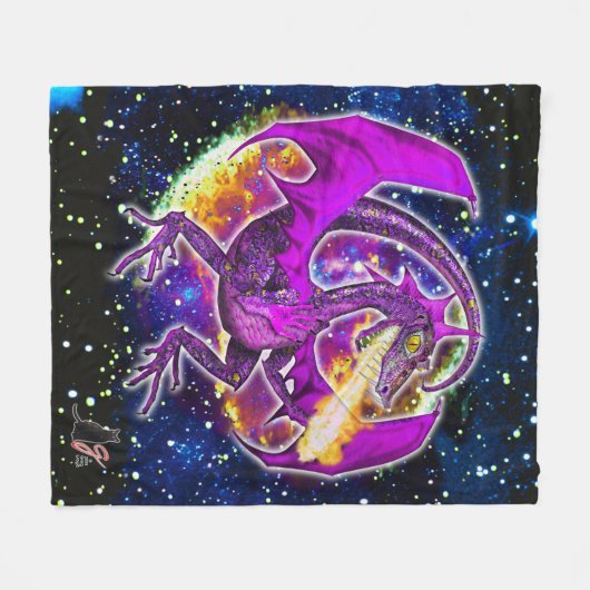 Tourmaline Cosmic Dragon Fleecedecke (Vorderseite (Horizontal))