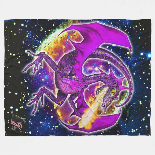 Tourmaline Cosmic Dragon Fleecedecke (Vorderseite (Horizontal))