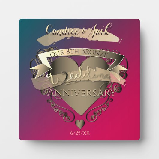 Tourmaline "Unser 8. Bronze-Hochzeitstag" Fotoplatte (Vorderseite)