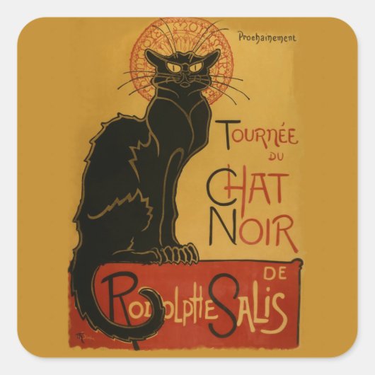 Tournee de Chat Noir Black Cat Quadratischer Aufkleber (Vorderseite)
